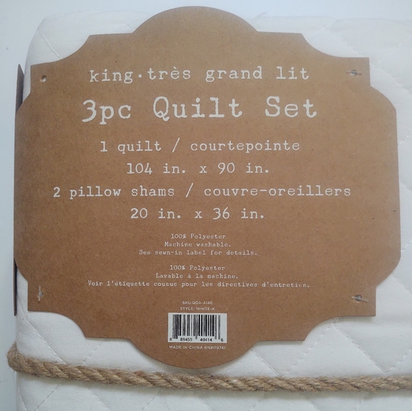 Wildflower Cottages Garment Washed King 3pc Quilt Set; Style: White-K - Picture 6 of 7